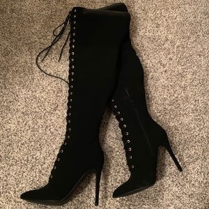 Lace front Stiletto thigh high boots